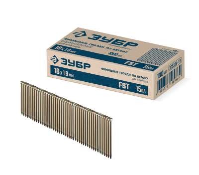 ЗУБР FST 18 х 1.8 мм, финишные гвозди по бетону оцинкованные, калибр 15GA, 1000 шт (305389-18) наличный и безналичный расчет