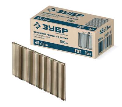 ЗУБР FST 45 х 1.8 мм, финишные гвозди по бетону оцинкованные, калибр 15GA, 1000 шт (305389-45) наличный и безналичный расчет