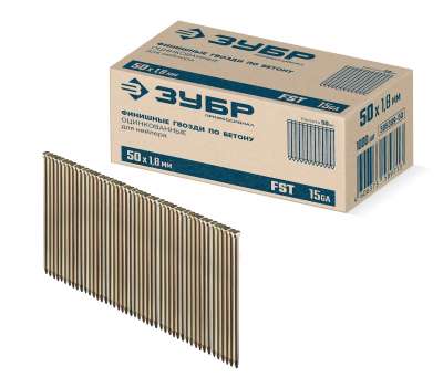 ЗУБР FST 50 х 1.8 мм, финишные гвозди по бетону оцинкованные, калибр 15GA, 1000 шт (305389-50) наличный и безналичный расчет