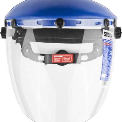 Щиток защитный лицевой СИБИН сферический ударопрочный экран 200х400мм из поликарбоната 2мм устойчивого к истираниям и царапинам, с храповиком наличный и безналичный расчет