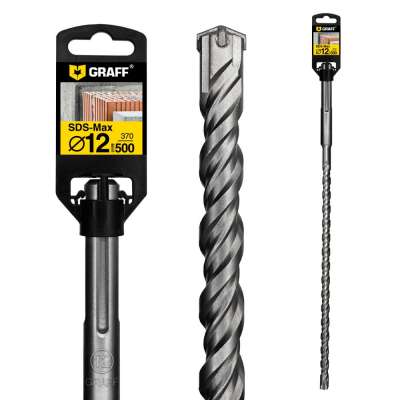 Бур (сверло) по бетону 12 мм длина 370 мм SDS-max GRAFF наличный и безналичный расчет