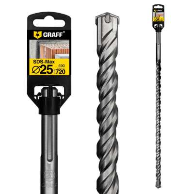 Бур (сверло) по бетону 25 мм длина 590 мм SDS-max GRAFF наличный и безналичный расчет