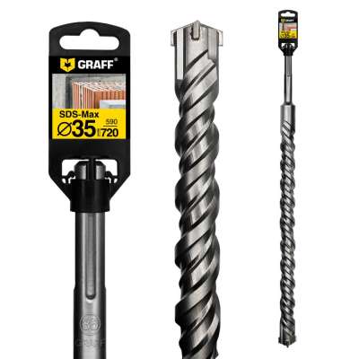 Бур (сверло) по бетону 35 мм длина 590 мм SDS-max GRAFF наличный и безналичный расчет