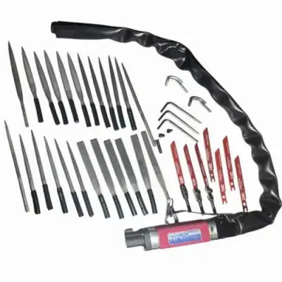 Пневмолобзик-надфиль 165мм (3400 BPM) в комплекте с пилками и надфелями, набор 32пр. "Prowin" наличный и безналичный расчет