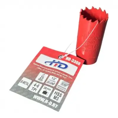 Коронка биметаллическая по металлу и дереву 25мм., L38мм., 1/2"-20UNF, HSS M3 "H-D" наличный и безналичный расчет