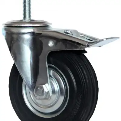 Колесо промышленное поворотное с болтом и тормозом М12 125 мм - SCtb 55 наличный и безналичный расчет