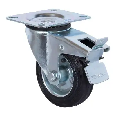 Колесо промышленное, усиленное, поворотное с тормозом, 100 мм (SRCb 42) наличный и безналичный расчет