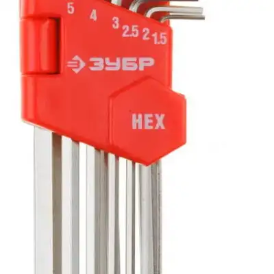 ЗУБР 9 шт, с шариком, набор длинных имбусовых ключей (27461-2) наличный и безналичный расчет
