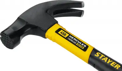 STAYER Hercules-M, 450 г, молоток-гвоздодёр столярный с фиберглассовой рукояткой, Professional (2027-450) наличный и безналичный расчет