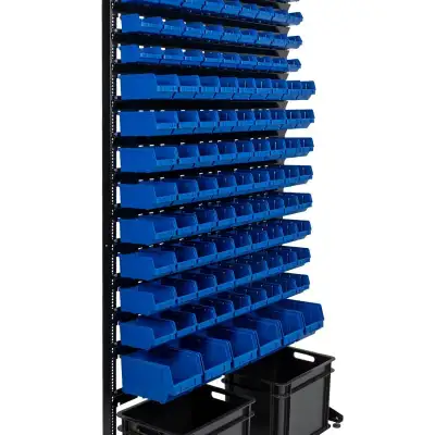 Пластиковые контейнеры от производителя на стеллаже для метизов наличный и безналичный расчет