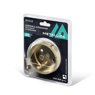 Коронка алмазная METALLICA Optima 82x55 мм, #80, по стеклу, плитке, 1 шт, в блистере. наличный и безналичный расчет