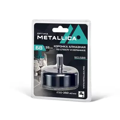 Коронка алмазная METALLICA Optima 68x55 мм, #80, по стеклу, плитке, 1 шт, в блистере. наличный и безналичный расчет
