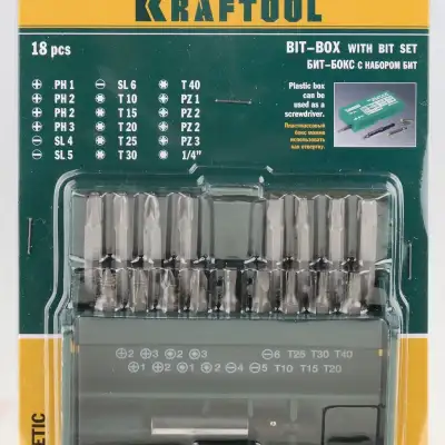 KRAFTOOL 18 шт, с магнитным адаптером, набор бит (26131-H18) наличный и безналичный расчет