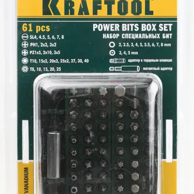 KRAFTOOL Grand-61, 61 шт, с адаптером, набор бит (26140-H61) наличный и безналичный расчет