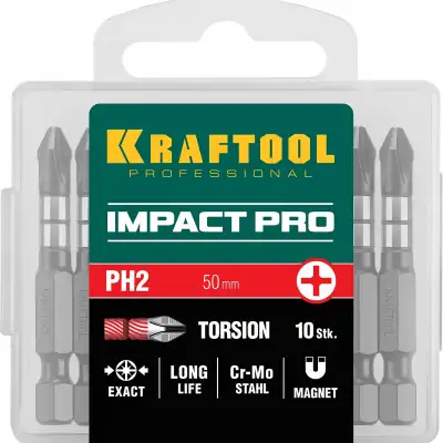 KRAFTOOL Impact PH2, 50 мм, 10 шт, ударные биты (26191-2-50-S10) наличный и безналичный расчет