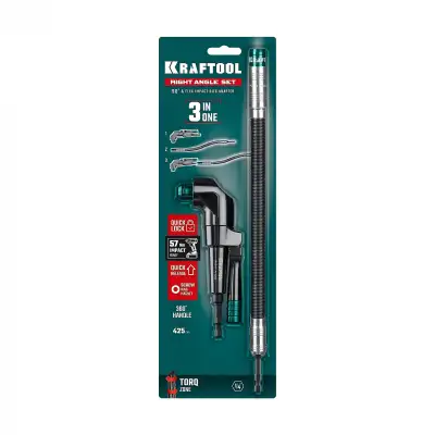 KRAFTOOL RIGHT ANGLE SET набор: угловая ударная насадка + гибкий ударный адаптер (26778) наличный и безналичный расчет