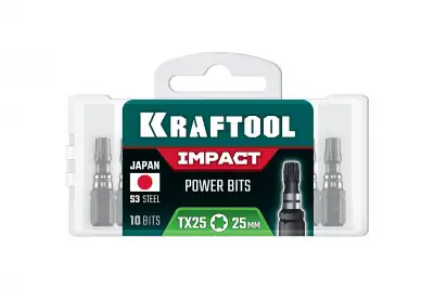KRAFTOOL Impact TX 25, 25 мм, 10 шт, ударные биты (26195-25-25-S10) наличный и безналичный расчет