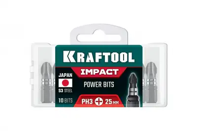 KRAFTOOL Impact PH 3, 25 мм, 10 шт, ударные биты (26191-3-25-S10) наличный и безналичный расчет