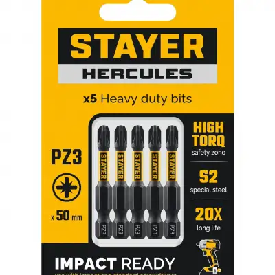 STAYER HERCULES, PZ3, 50 мм, 5 шт, торсионные биты (26233-3-50-5) наличный и безналичный расчет