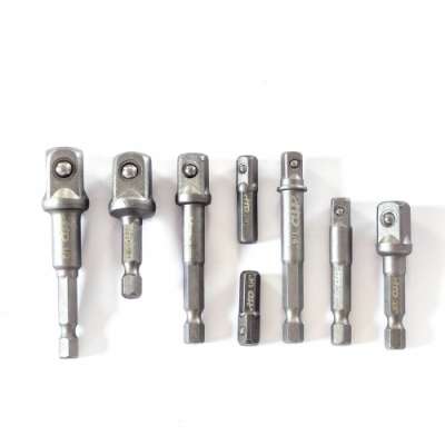 Переходник для шуруповерта с 1/4" HEX на квадрат 1/4", 3/8", 1/2", длина 25-70 мм, набор 8 предметов наличный и безналичный расчет