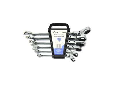 Ключи рожково-накидные шарнирные с трещоткой 8-19мм (набор 6шт.) "Geko" наличный и безналичный расчет