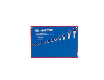 Набор комбинированных трещоточных ключей (8-24 мм, чехол из теторона, 12 предметов) KING TONY 12112MRN наличный и безналичный расчет